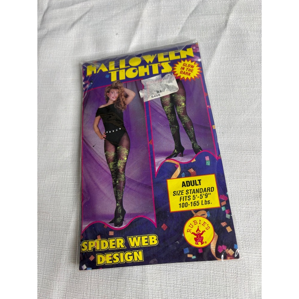 Rubies Halloween Tights Glow In The Dark Neon Green Spider Web Adult Standard
